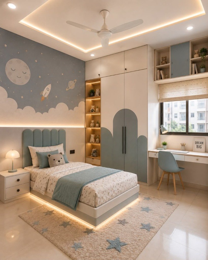 Space-Themed Modern Kids & Second Bedroom