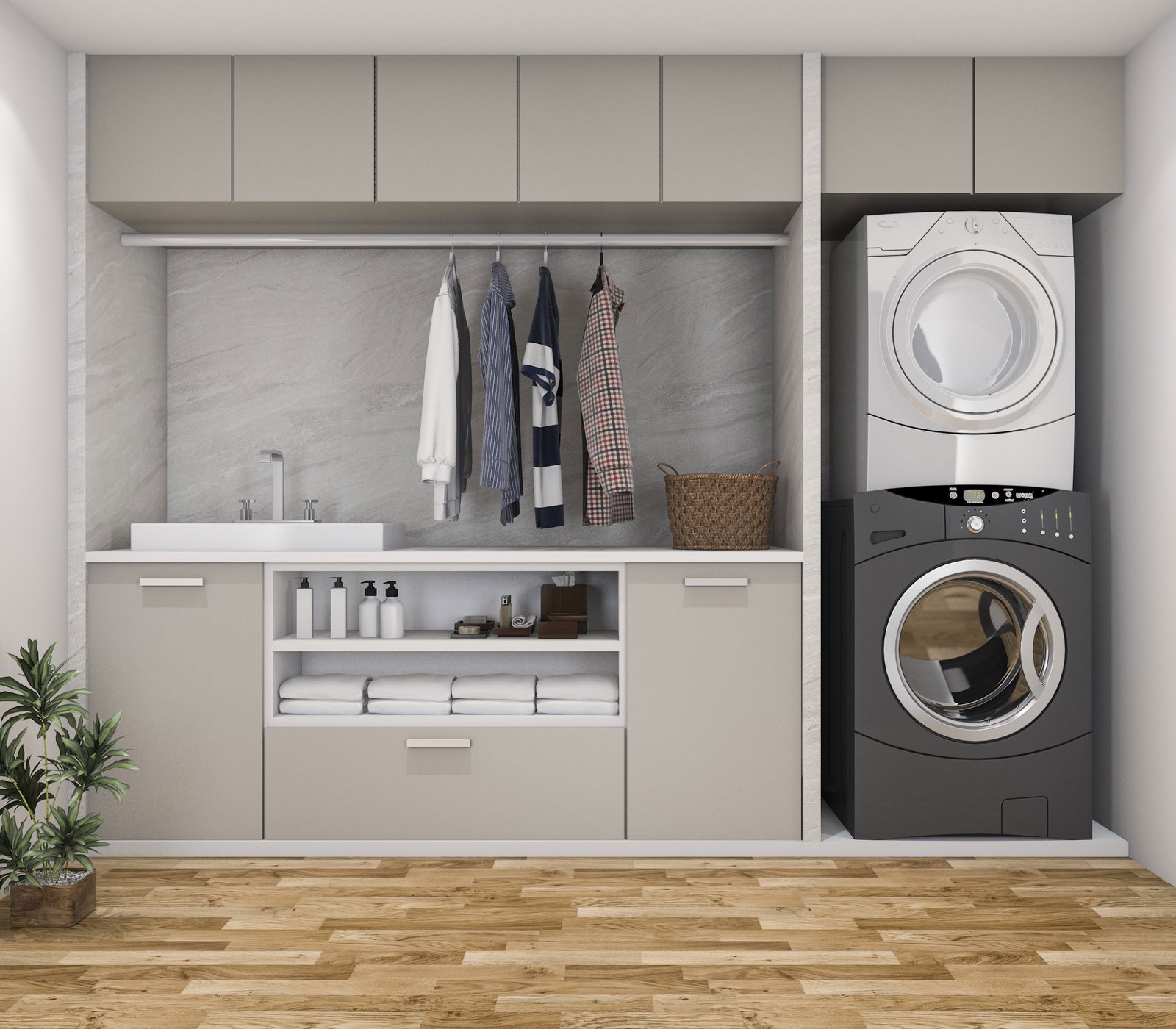 Modern Charcoal Utility Room