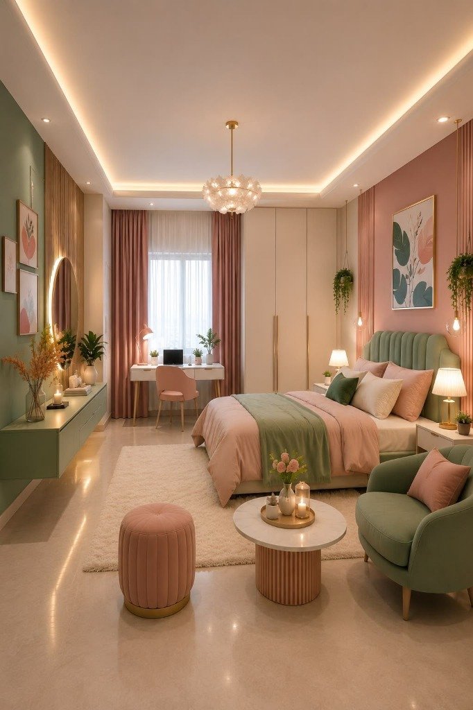 Sage & Rose Quartz Master Suite with Lounge Seating