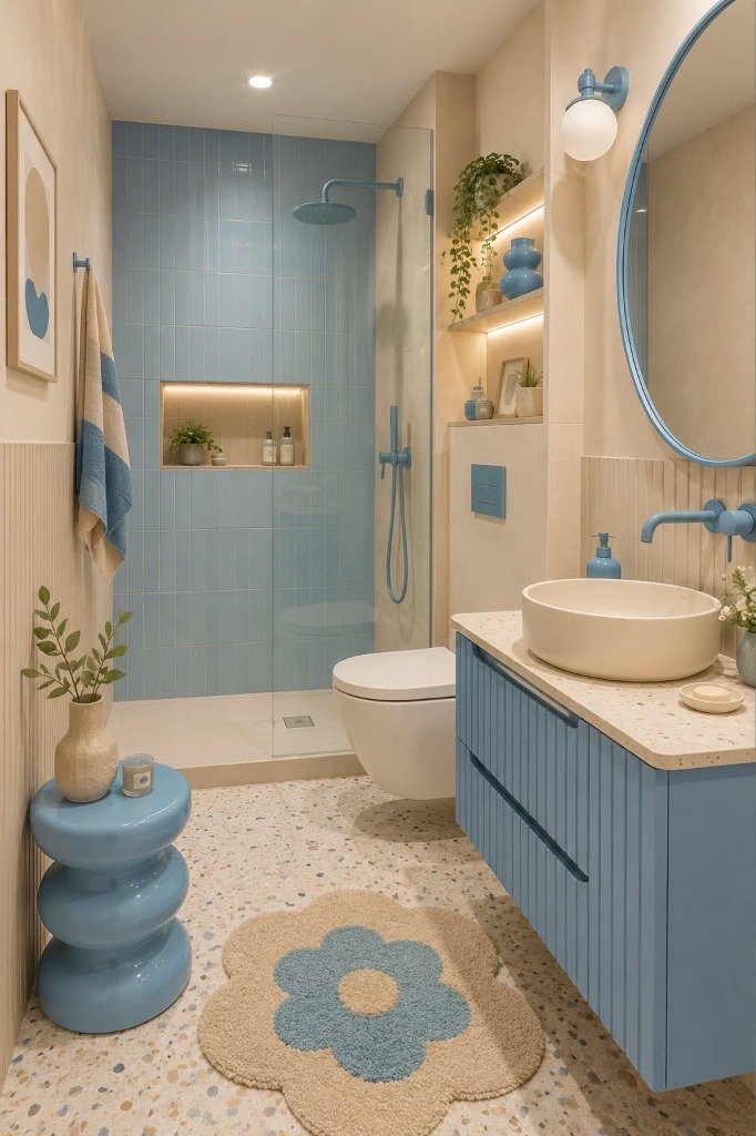 Mediterranean Blue & Terrazzo Junior Suite Bathroom