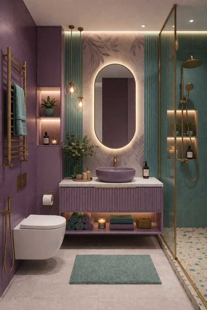 Dark Emerald Marble & Charcoal Art Deco Vanity