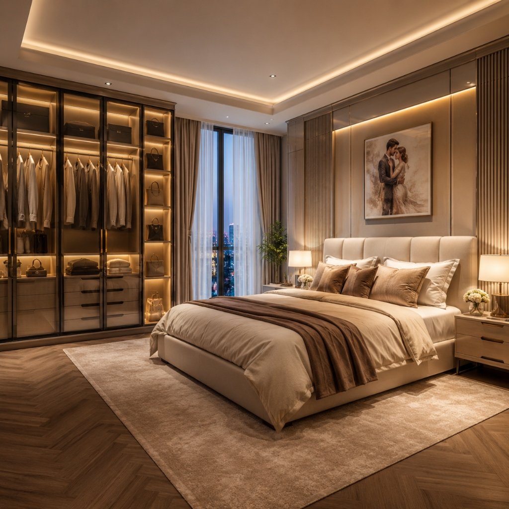 Warm Amber & Herringbone Suite