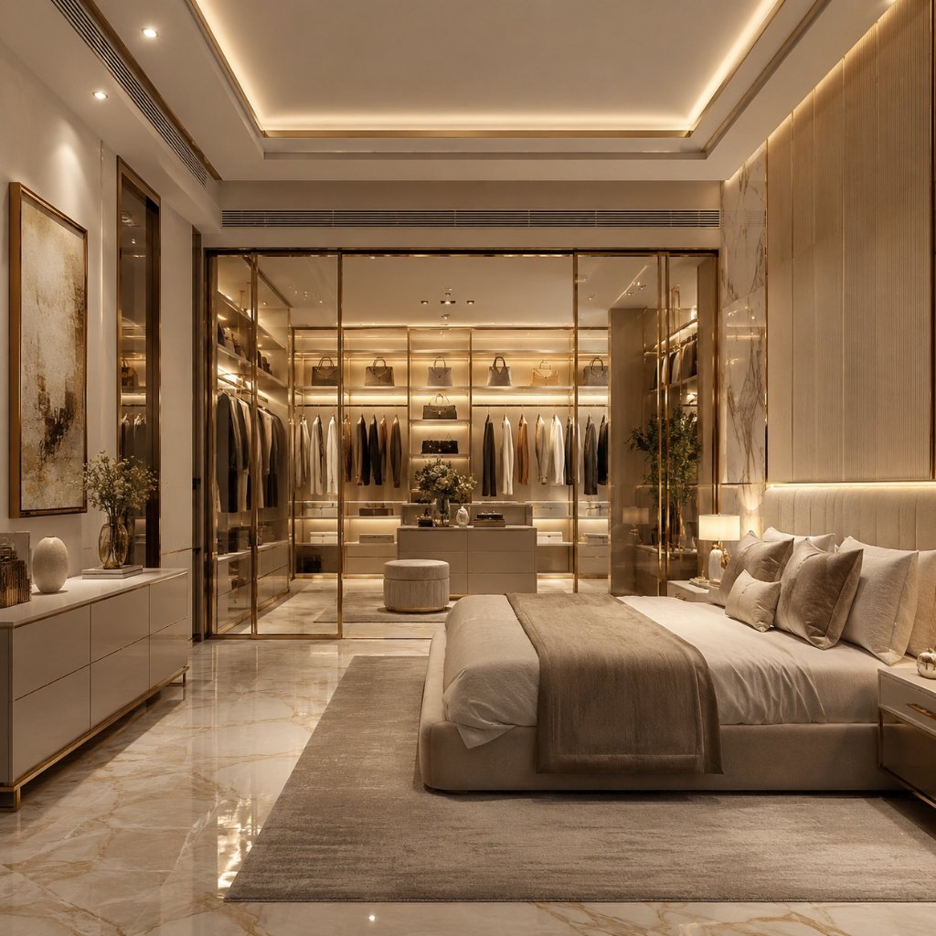 Grand Walk-In Glass Wardrobe Suite