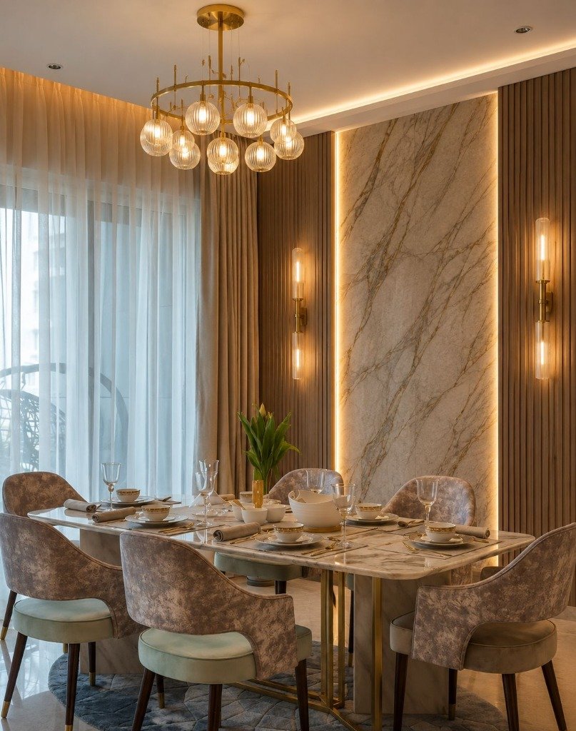Italian Marble & Warm Fluted Suite