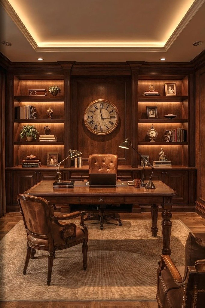 Rich Mahogany & Amber Backlit Classic Study