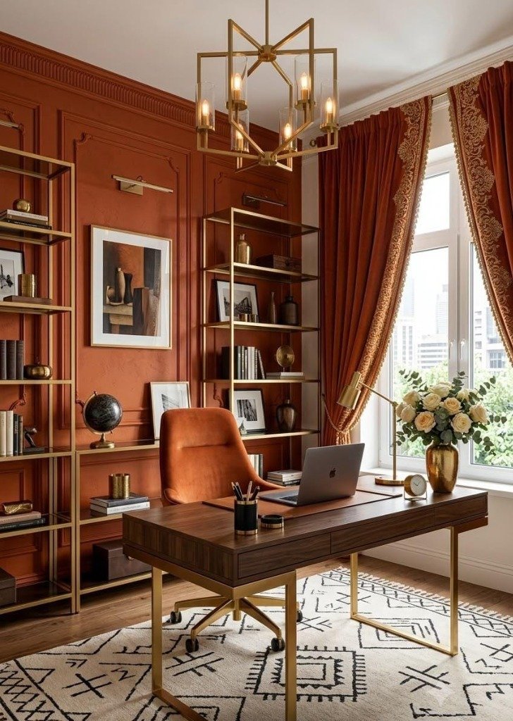 Terracotta & Brass Executive Study