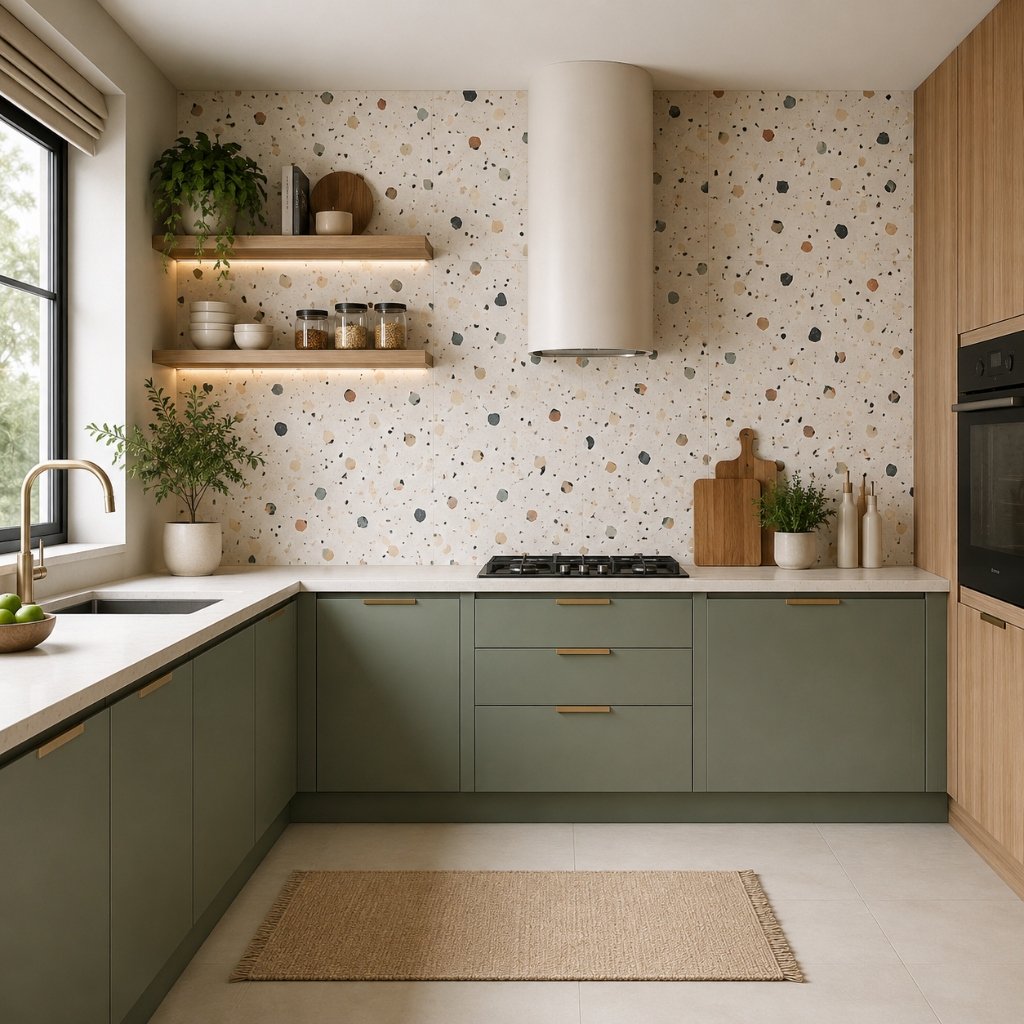 Artisanal Terrazzo & Olive Green Kitchen