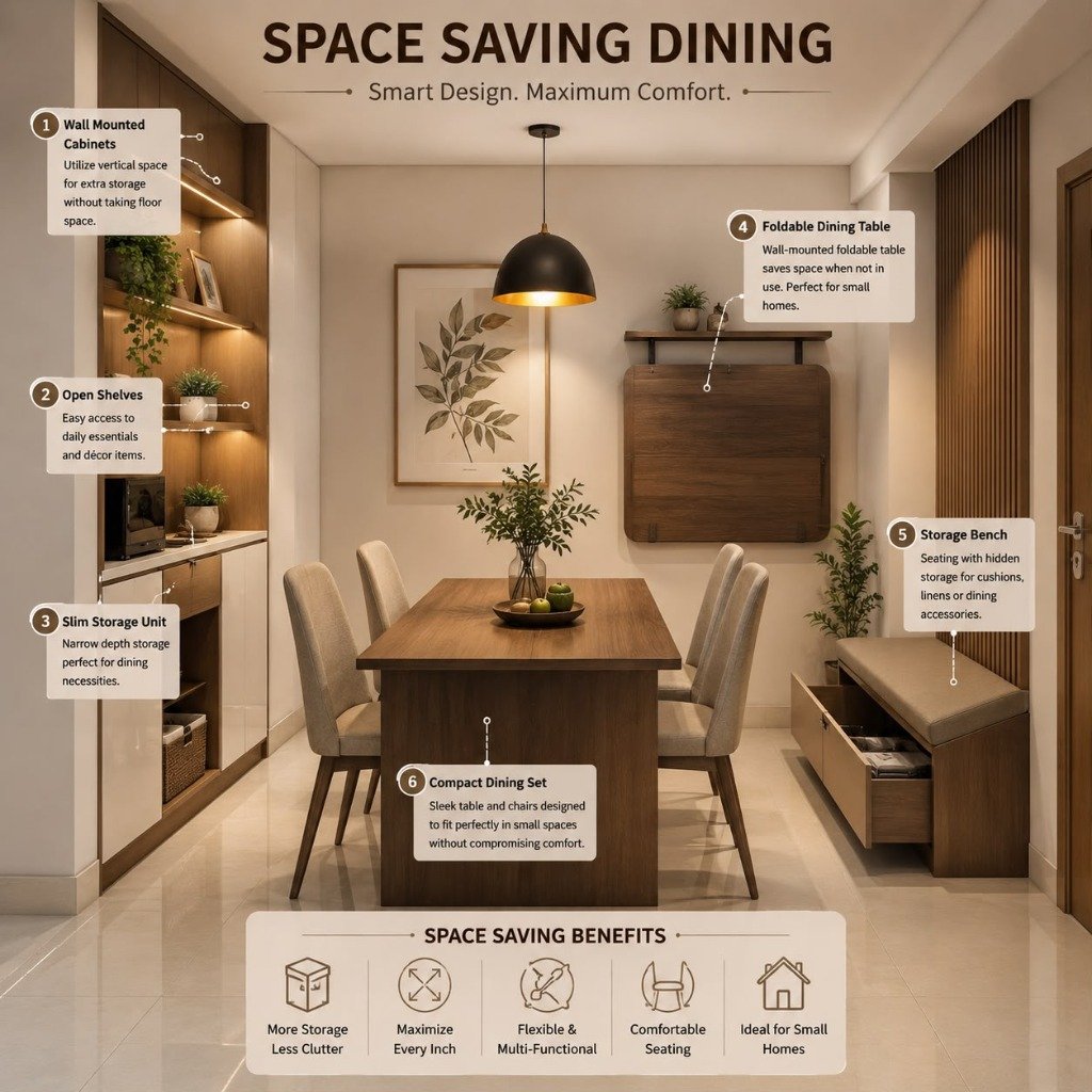 Space Saving Dining Nook & Foldable Wall Table